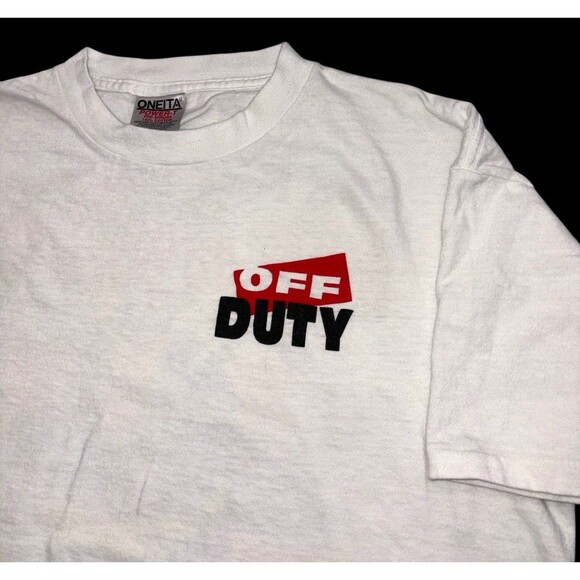 Vintage 90s Firefighter Tee T-shirt Off Duty Oneita Capital Concepts Large - Picture 4 of 12